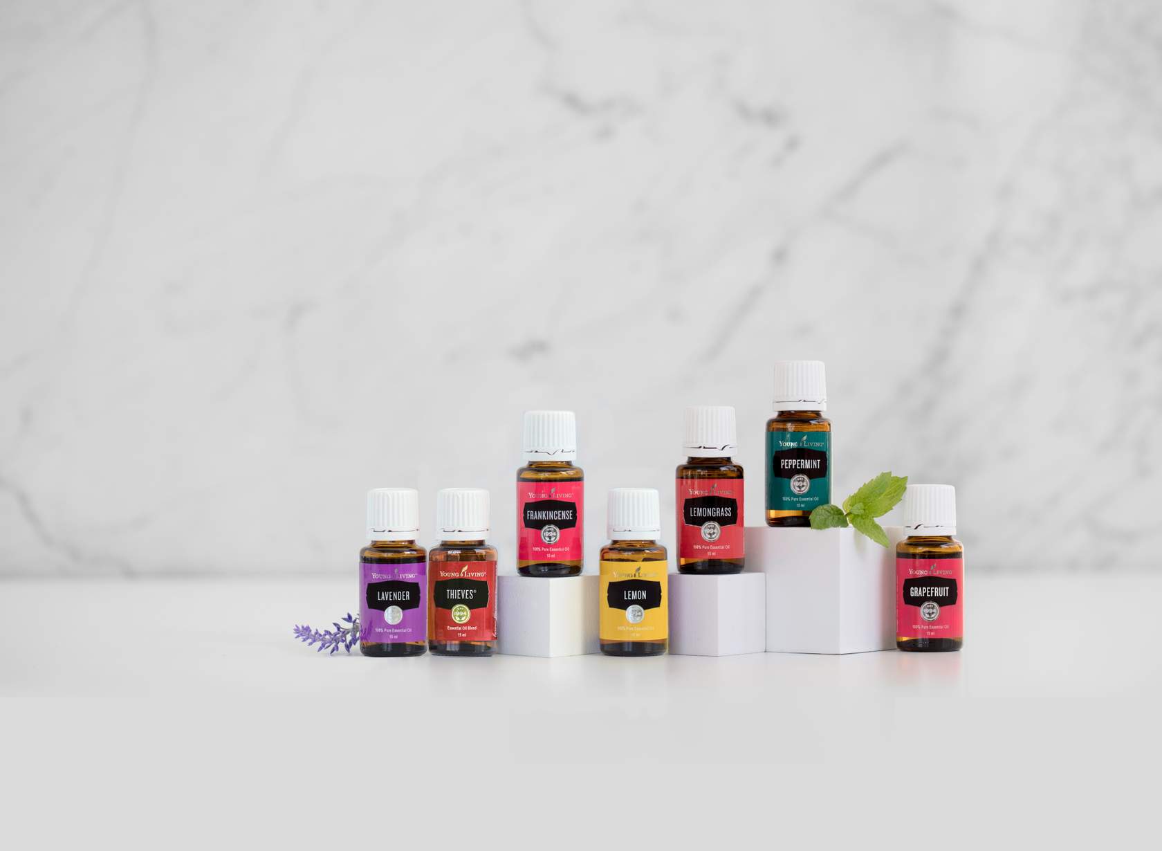 a variety of seven essential oils