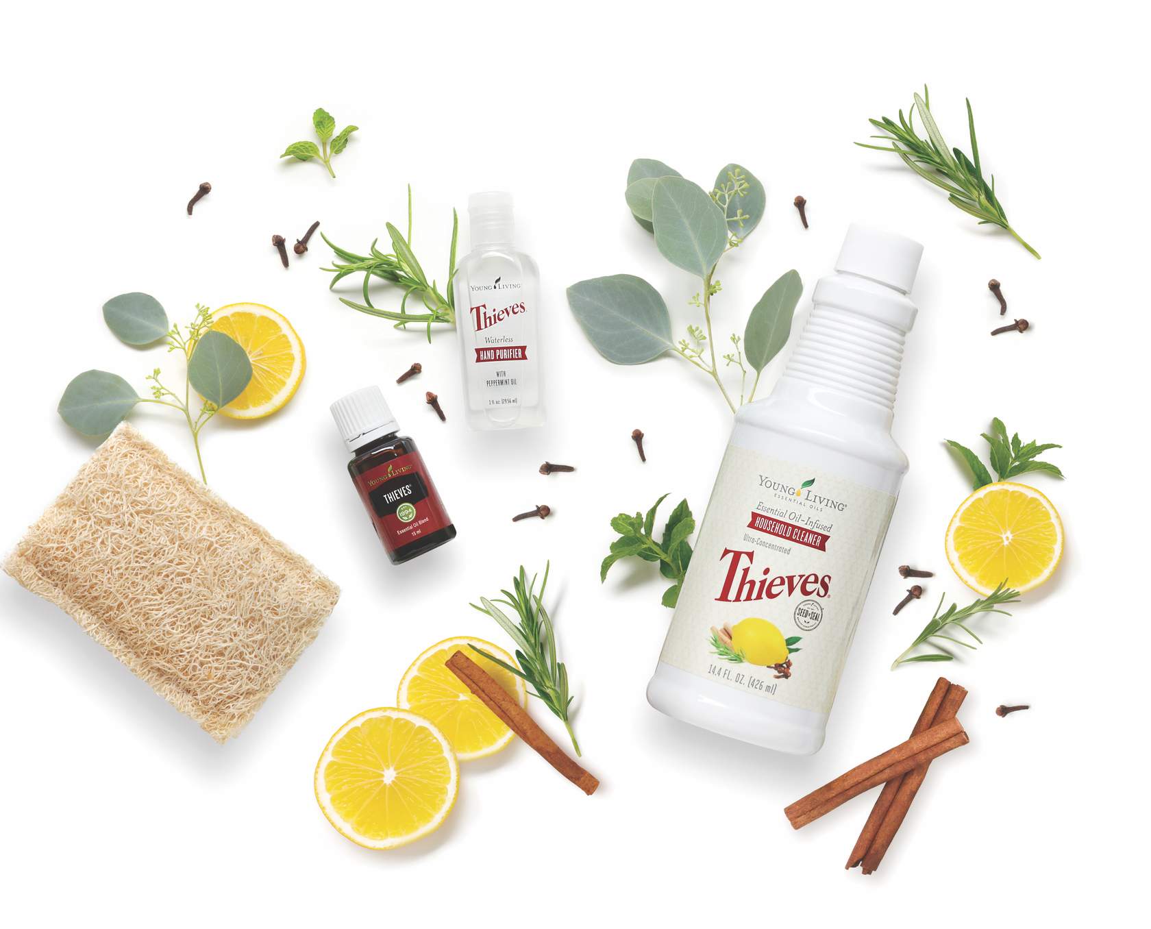 thieves products with lemon and cinnamon